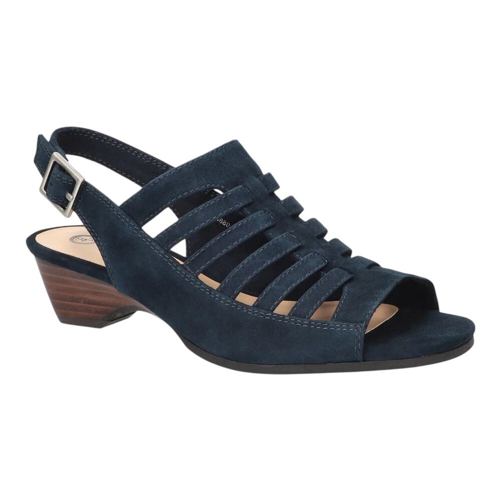 Bella Vita Women's Yakira Suede Slingback Wedge Heel Sandals Navy Size 11 W